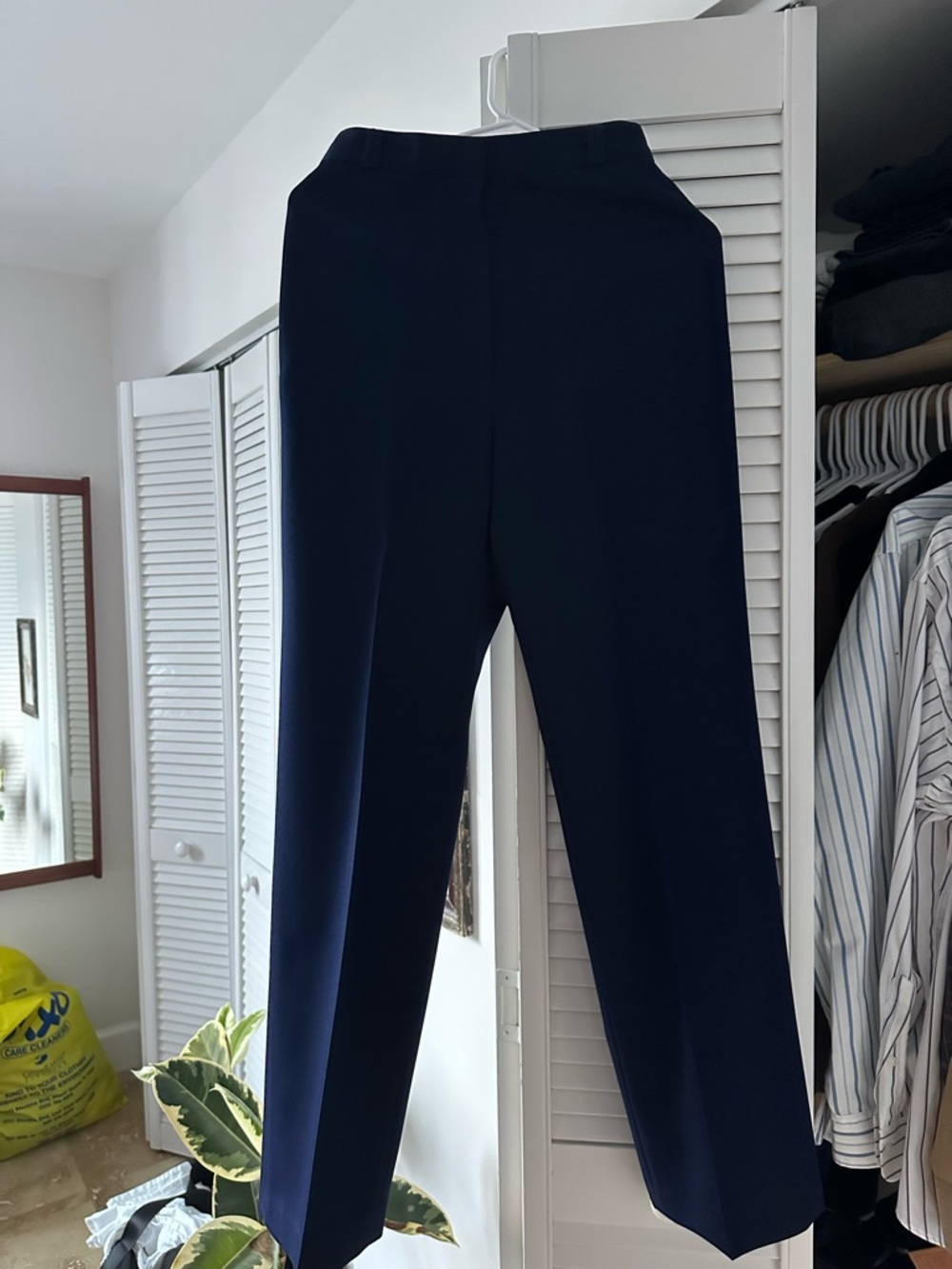 Classic Women's Navy High Waisted Straight-Leg Pants